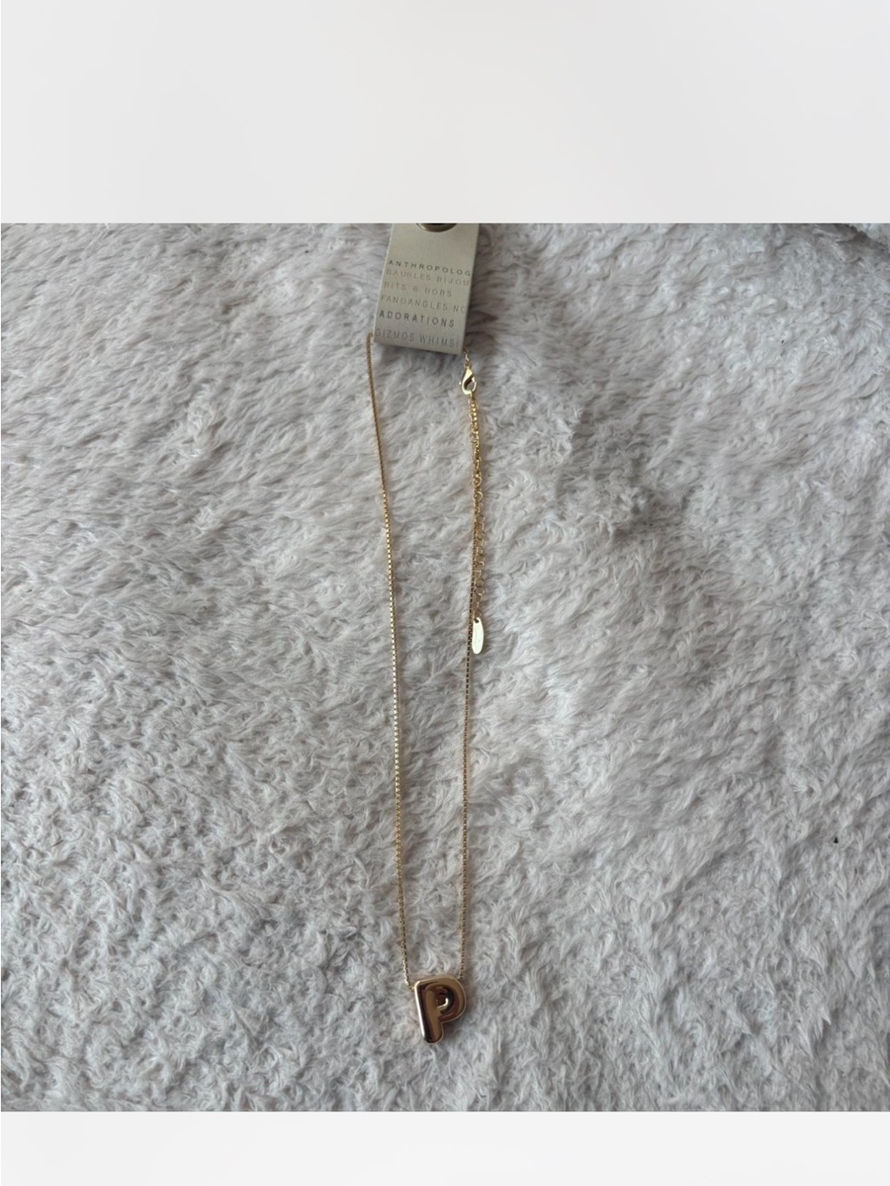 Anthropologie Gold Letter P Pendant Necklace